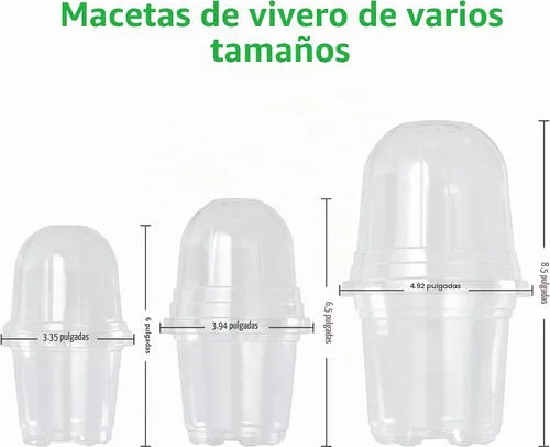 Vista 2 de Bonviee 36 paquetes de macetas de vivero transparentes de 3.5/4/5 pulgadas con cúpulas de humedad, macetas de inicio de semillas de varios tamaños