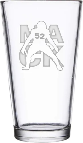 Vista 19 de Hat Shark Jugador atlético deportivo de fútbol – Vasos de pinta grabados con láser para cerveza, jarra de 16 onzas (Allen #17)