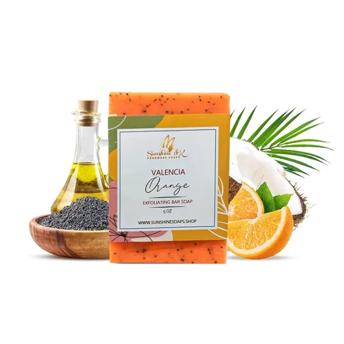 Vista 10 de Sunshine & K Handmade Soaps Canberra Jabón exfoliante de eucalipto, jabón en barra con semillas de amapola y manteca de karité, aceites base