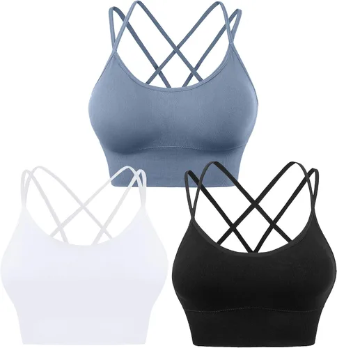 Vista 7 de Sujetadores deportivos con espalda cruzada para mujer, con tirantes