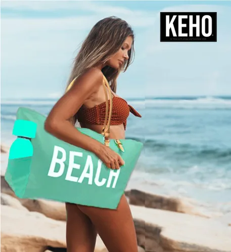 Vista 2 de Keho Bolsa de playa impermeable con bolsillos para mujer (resistente a la arena)
