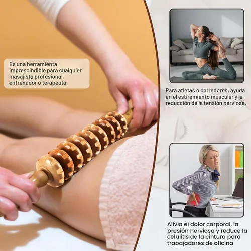 Vista 7 de KintKita Herramientas de masaje de terapia de madera 3 en 1, masajeador de drenaje linfático de madera, kit de maderoterapia, masajeador profesional