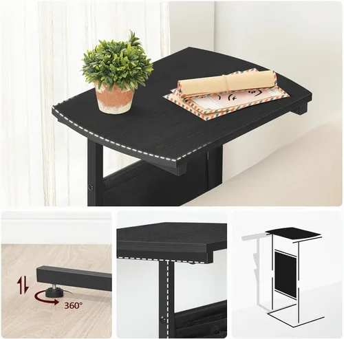 Vista 7 de HOOBRO Mesa auxiliar en forma de C, mesa auxiliar en forma de C con bolsa
