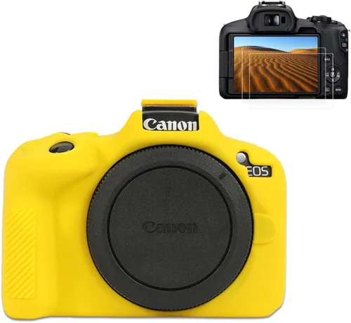 Vista 8 de Pocoukate Funda para cámara Canon EOS R50, funda protectora de silicona suave con protector de pantalla Accesorios para Canon EOS R50 Funda