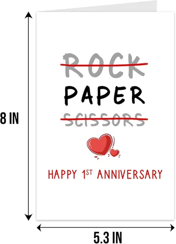 Vista 2 de Qiliji Tarjeta de feliz primer aniversario, divertida tarjeta de aniversario de boda de 1 año, tarjeta de felicitación de aniversario de papel