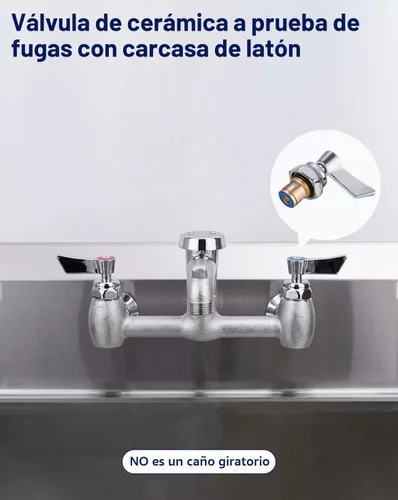Vista 5 de Grifo de fregadero de fregona central de 8 pulgadas con interruptor de con caño corto