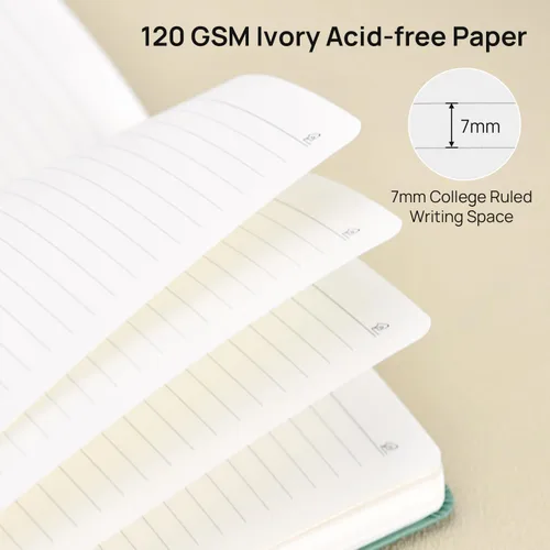 Vista 3 de POPRUN Cuaderno rayado para mujeres y hombres, tamaño mediano A5 de 5.25 x 8 pulgadas, papel grueso de 120 GSM, 128 páginas, tapa dura, cuaderno