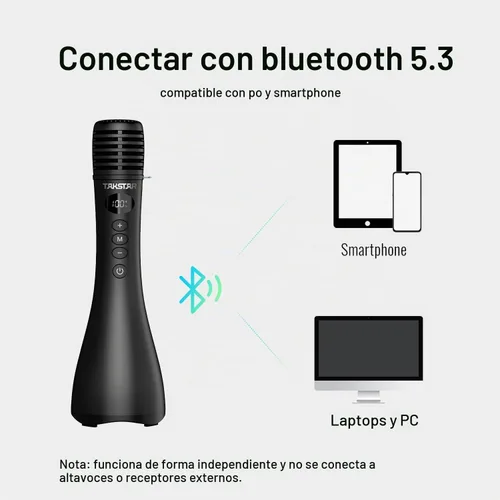 Vista 5 de TAKSTAR Micrófono y altavoz Bluetooth inalámbrico DA10 15W, micrófono de Negro