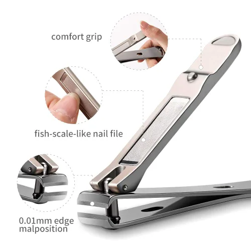 Vista 3 de Juego de manicura de 4 piezas, juegos de pedicura, cortaúñas de acero inoxidable profesional cortador de uñas con estuche de viaje