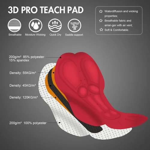 Vista 3 de Przewalski - Culote de ciclismo para hombre acolchado 3D, excelente rendimiento y mejor ajuste