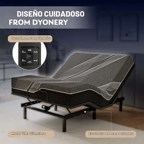 Vista 4 de Dyonery Base de cama ajustable individual XL + colchón de espuma