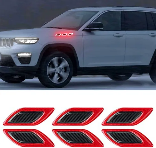 Vista 8 de 6 piezas de calcomanías reflectantes de rayas 3D fuertes, adhesivo reflectante para guardabarros, capó y parachoques de coche, adhesivo reflectante