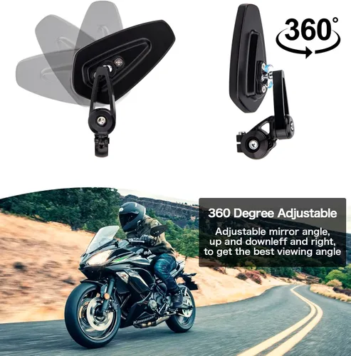 Vista 3 de Espejos de extremo de barra de motocicleta compatibles con Honda GROM MSX125 Kawasaki Z650 Z125 Z900 Z750 SV650 Yamaha MT-07 MT-03 MT-09 MT-10 FZ09
