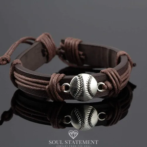 Vista 3 de Soul Statement Pulseras deportivas de cuero para hombres, pulsera de fútbol y fútbol para adolescentes, Cuero, Sin gemas.