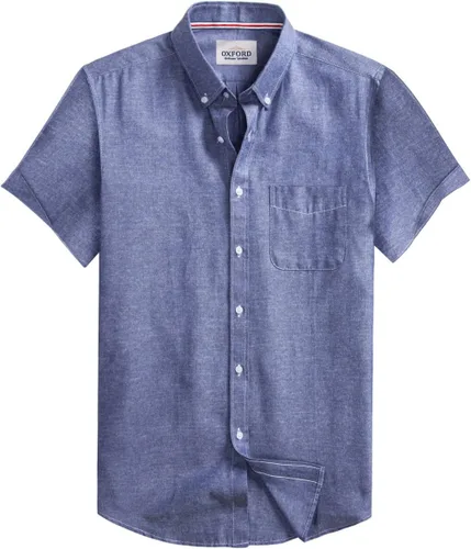Vista 7 de Camisa Oxford para hombre de manga corta de ajuste normal, camisa casual con botones y bolsillo