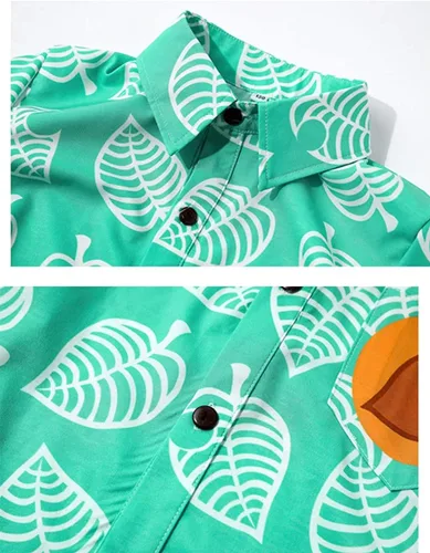 Vista 5 de Camisa unisex para cosplay, manga corta con botones para adultos, niños, hombres, mujeres, niñas y niños