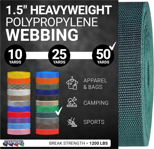 Vista 20 de Strapworks Heavyweight Polypropylene Webbing - Heavy Duty Poly Strapping for Outdoor DIY Gear Repair, 1.5 Inches