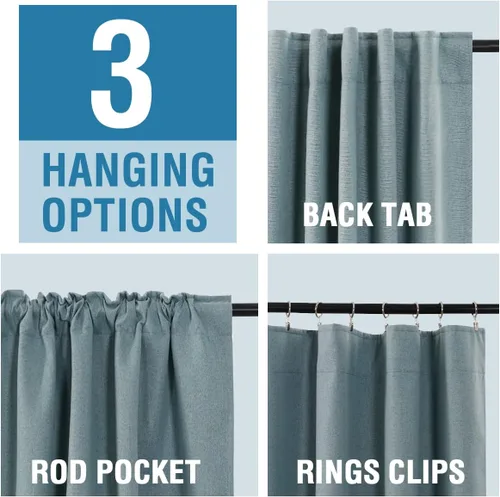 Vista 5 de H.VERSAILTEX Cortinas 100% opacas con aspecto de lino para dormitorio, cortinas de bloqueo de luz con doble cara de lino con pestaña trasera