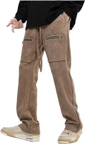 Vista 8 de Pantalones deportivos de gamuza sintética para mujer, pantalones de baile acampanados para hombre