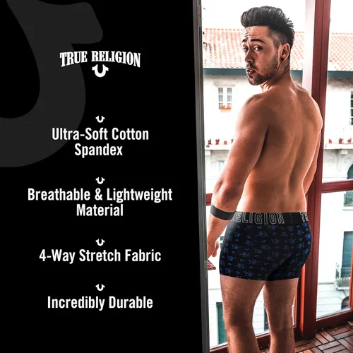 Vista 5 de True Religion Calzoncillos tipo bóxer de algodón elástico para hombre, paquete de 6