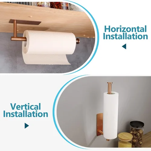 Vista 4 de Toalleros de papel para cocina, soporte para toallas de papel debajo del gabinete, soporte enrollable para toalla de baño, soporte para toallas