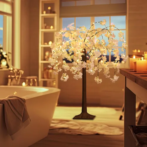 Vista 3 de [Usado] Árbol de cerezo iluminado con luz LED, blanco cálido