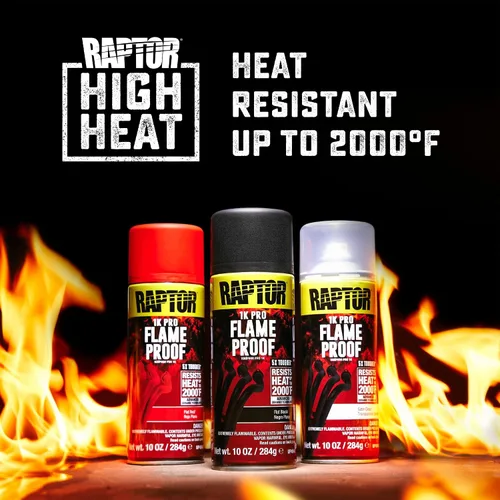 Vista 2 de RAPTOR Pintura para carrocería de automóviles a prueba de llamas, grado profesional, spray protector extra resistente para altas temperaturas, negro