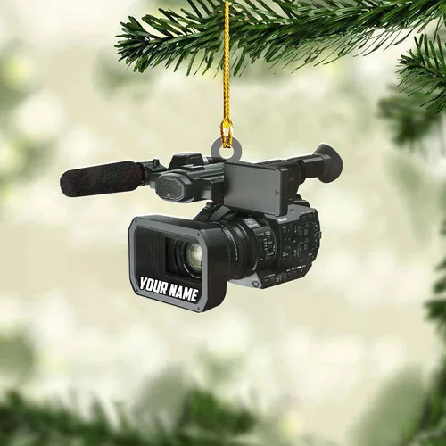 Vista 6 de Adorno personalizado para cámara, adornos de cámara personalizados para árbol de Navidad, cámara de película, adorno de Navidad, adorno