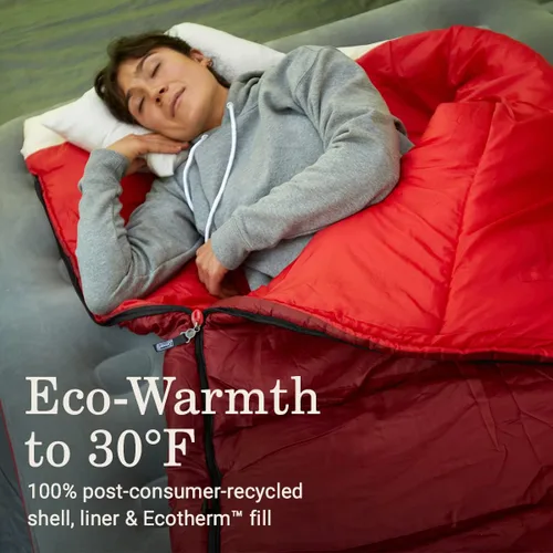 Vista 2 de Coleman Flatlands 30/40/50°F Sleeping Bag, Made from 100% Recycled Material, Big & Tall Options, Cool-Weather Sleeping Bag for Camping, Sleepovers