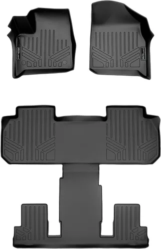 Vista 22 de SMARTLINER Juego de alfombrillas de piso de 2 filas compatibles con Chevrolet Traverse 2011-2017