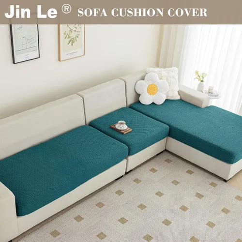 Vista 2 de Jin Le Fundas de cojín de asiento individuales superelásticas para sofá, juego de fundas de sofá, fundas de sofá gruesas de jacquard texturizado