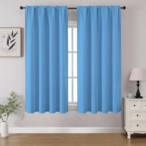 Vista 75 de CUCRAF - Cortinas opacas beige de 45 pulgadas, juego de 2 paneles con bolsillo para barra, cortinas para oscurecer dormitorios y sala de estar