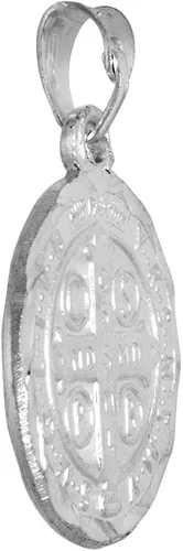 Vista 3 de Collar de plata de ley con medalla de San Benito de 34 pulgadas y cadena de eslabones de 0079in