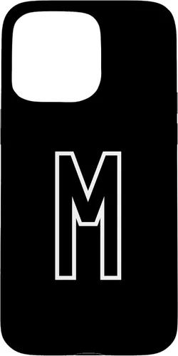 Vista 27 de Funda con monograma inicial favorita para iPhone 13 Pro Max Letra M, color blanco y negro