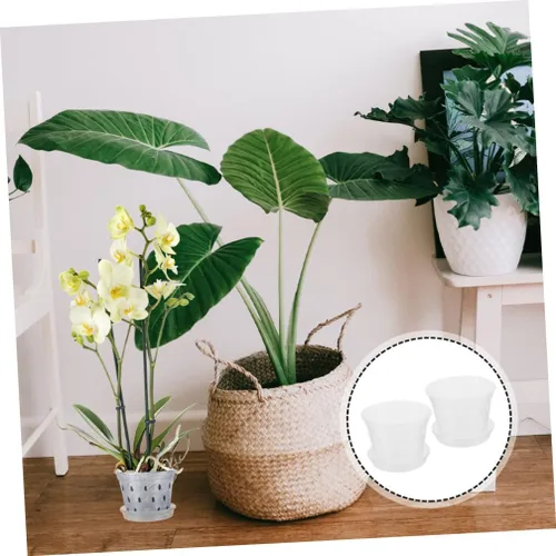 Vista 5 de 2 Sets Plastic Orchid Planter Pots with Saucers