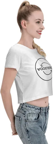 Vista 5 de Soda Stereo Logo Crop Top Femenino Casual Cuello Redondo Manga Corta Fugas Navel Camiseta