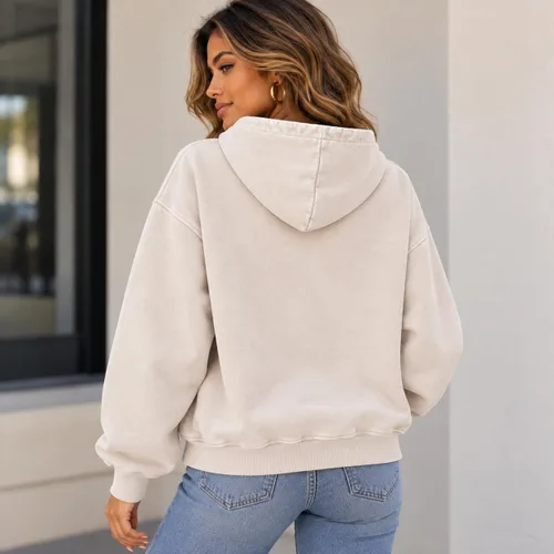 Vista 4 de CHAIRAY Sudaderas con capucha de gran tamaño para mujer, sudaderas con capucha de peso pesado para mujer, sudaderas con capucha vintage con lavado