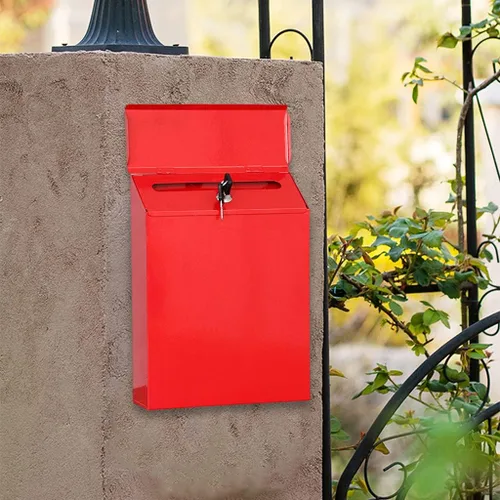 Vista 6 de NC Iron Buzón vertical colgante de seguridad montado en la pared Sugerencia Caja de envío seguro Papeleo Periódicos Revistas Caja Postbuzón