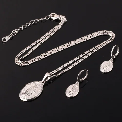 Vista 6 de U7 Catholic Gift Stainless Steel 18K Gold Plated Coin MedalCrucifix CrossVirgin MaryRosary Necklaces for Women Men
