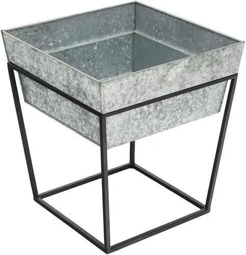 Vista 8 de Achla Designs Soporte para plantas Arne, 14" de alto con bandeja de cobre
