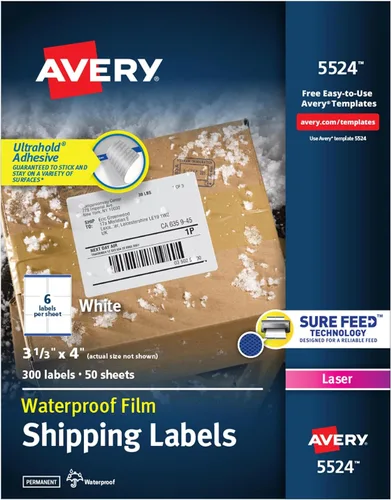 Vista 13 de Avery Etiquetas de envío duraderas e impermeables con tecnología Sure Feed, 3-1/3 x 4 pulgadas, blancas, compatibles con láser, 300 etiquetas