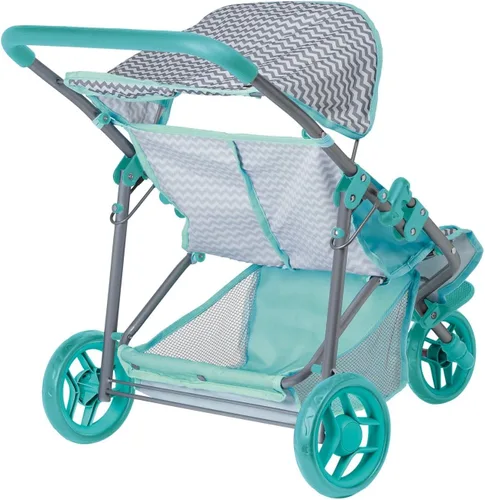 Vista 2 de Adora Elegante cochecito de muñeca Zig Zag Jogger para muñecas, cubierta solar convertible, almacenamiento de accesorios para muñecas, se adapta a