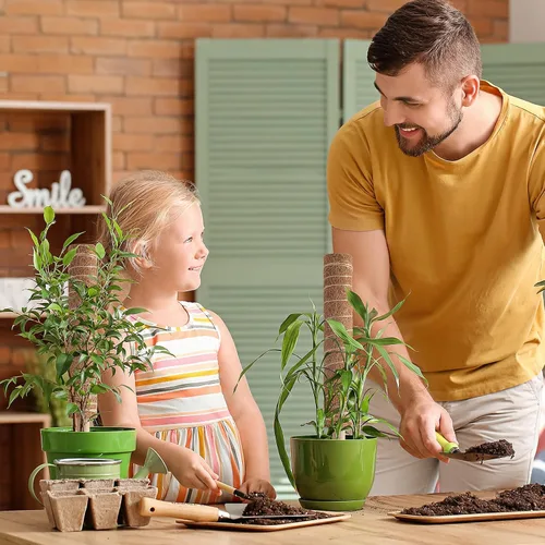Vista 7 de Pisol Poste de musgo para plantas Monstera, soporte extensible, estacas para plantas en maceta de interior, enrejado de poste de fibra de coco