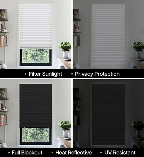 Vista 3 de LazBlinds Blackou - Persianas de papel plisadas sin herramientas, sin necesidad de taladro, cortadas a medida, para ventanas, temporales