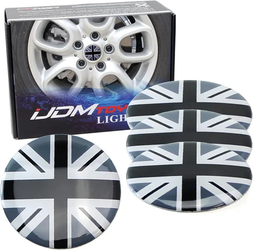 Vista 10 de Tapas para centro de rueda iJDMTOY (4) para MINI Cooper R50 R51 R52 R53 R55 R56 R57 R58 R59 R60 R61 F55 F56, etc., Negro/Blanco
