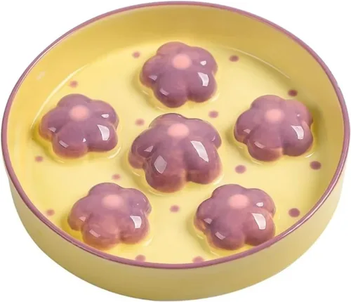 Vista 7 de Cuenco de cerámica para gatos de 6 onzas, plato de rompecabezas ancho poco profundo, apto para lavaplatos (Naranja)