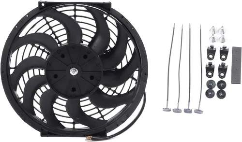 Vista 2 de OCPTY Reemplazo de 12 pulgadas universal delgado ventilador Push Pull Radiador eléctrico Enfriamiento 12V Kit de montaje plástico negro Radiator