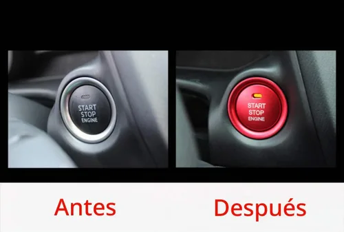 Vista 3 de MAXDOOL - Juego de 2 piezas de botón de arranque de motor sin llave de aluminio rojo y decoración circundante adhesivo interior para Mazda 3 6 CX-3