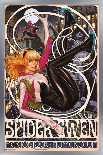 Vista 10 de Trends International Marvel Comics - Póster de pared de Spider-Gwen - Cover #1, 14.725 x 22.375 pulgadas, versión enmarcada de madera de granero