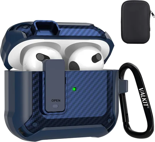 Vista 39 de Valkit Funda para Airpods Pro 2 con cerradura, funda militar de cuerpo completo para AirPod Pro rígida con llavero, funda para Airpods Pro de 2ª/1ª